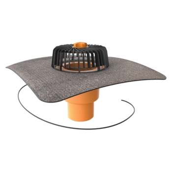 Vertical heated roof outlets with integrated bitumen sleeve