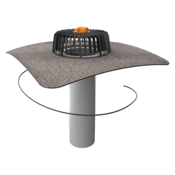 Extended single-wall heated roof outlets with integrated bitumen sleeve