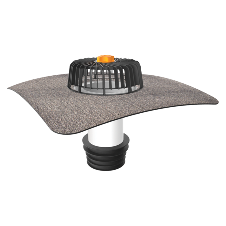 Sanitation outlets for cold roofs with integrated bitumen sleeve