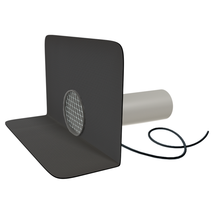 Round heated through wall outlets with integrated custom made sleeve TOPWET